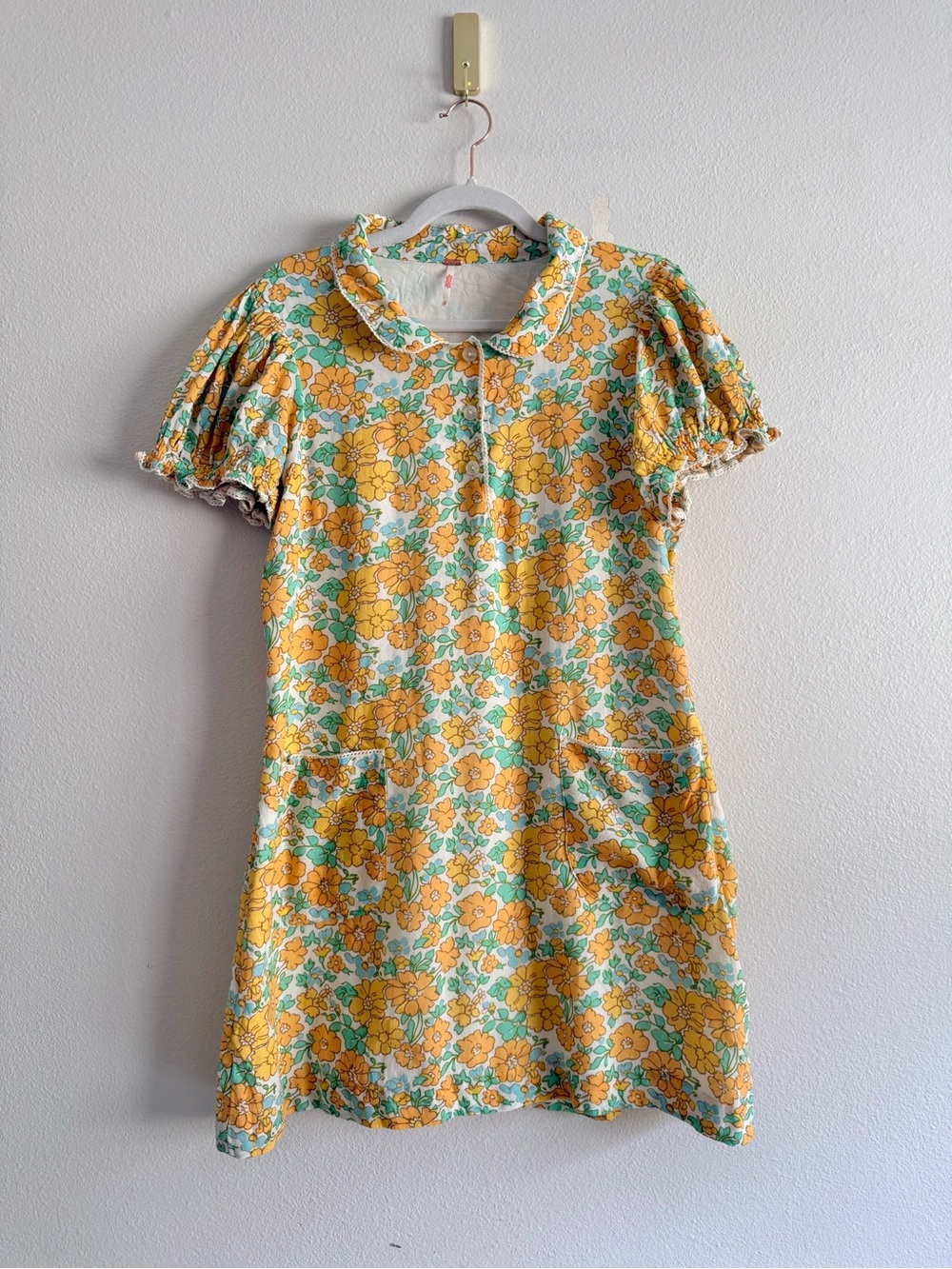 Free People Under The Sun Mini Dress in  Marigold Combo floral sz XL - Picture 3 of 10